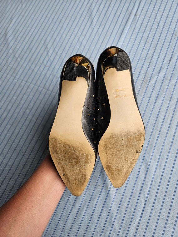 J. Reneé Women Black Heels Gold Dotted Size 6M - image 5