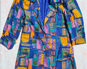 vintage Rebecca Stessens blazer multicolore funky pour femmes Taille 6