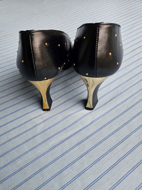 J. Reneé Women Black Heels Gold Dotted Size 6M - image 8