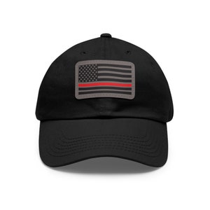 Thin Red Line Flag Firefighter Dad Hat with Leather Patch