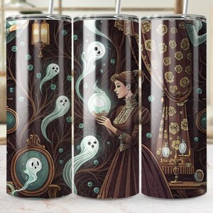 Ghost Hunter 20 oz Tumbler Wrap, Spooky Digital Download, Victorian Seance Design, Cute Ghost Sublimation, Ghost Hunting Gift, PNG File