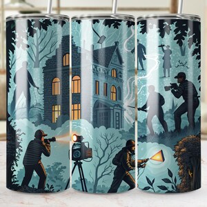 Ghost Hunters Tumbler Wrap, 20oz Sublimation Design, Digital File, Paranormal Investigators, Haunted House PNG, Spooky Tumbler, Digital