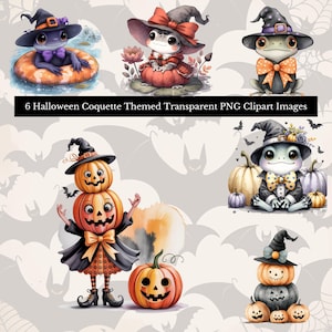 Halloween Frog Clipart, Witch Frog PNG, Halloween PNG, Coquette Clipart, Cute Frog, Digital Download, Kawaii Frog Clipart