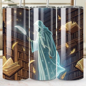 Library Ghost Digital, 20oz Tumbler Wrap, Spooky Season, Ghost Hunter Gift, Digital Download, Sublimation Design, Paranormal Investigator