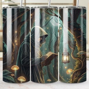 Ghost Hunter Tumbler Wrap, Forest Digital Download, 20 oz Tumbler Design, Spooky Season, Fantasy Digital File, Sublimation Design