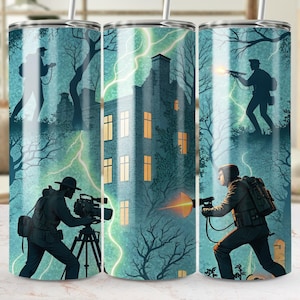 Ghost Hunter 20 Oz Tumbler Wrap, Haunted House Digital File, Paranormal Investigator Tumbler Design, Spooky 20 Oz Sublimation Wrap