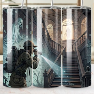 Ghost Hunter 20 oz Tumbler Wrap Digital File, Haunted House Paranormal Design, Spooky Ghost Hunter Gifts, Digital Download, Tumbler Design