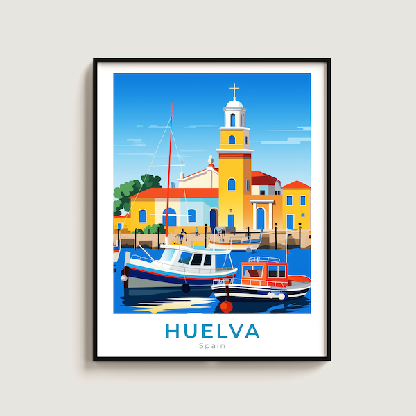 Huelva Travel Poster Wall Art Gift Spain Travel Print Gift Home Decor Lovers Wall Hanging