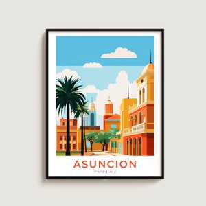 Asuncion Travel Poster Wall Art Gift Paraguay Travel Print Gift Decorazioni per la casa Amanti da appendere alla parete