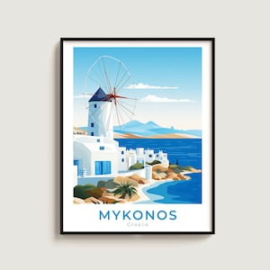 Mykonos viagem poster arte da parede presente grécia viagem impressão presente decoração para casa amantes pendurado na parede