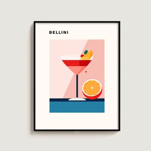 Bellini ポスター カクテル ギフト カクテル愛好家 レトロ プリント ギフト ミニマリスト 壁掛け