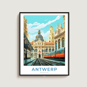 Antwerp Travel Poster Wall Art Gift Belgium Travel Print Gift Home Decor Lovers Wall Hanging