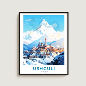 Ushguli Travel Print Wall Art Gift GeorgiaTravel Poster Gift Home Decor Lovers Wall Hanging