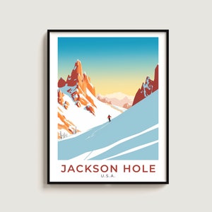Jackson Hole Travel Poster Wall Art Gift U.S.A. Travel Print Gift Home Decor Lovers Wall Hanging