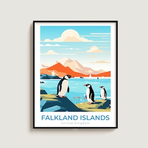 Falkland Islands Travel Print Wall Art Gift United Kingdom Travel Poster Gift Home Decor Lovers Wall Hanging