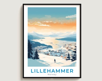 Lillehammer Travel Print Wall Art Gift Norway Travel Poster Gift Home Decor Lovers Wall Hanging