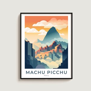 Machu Picchu Travel Poster Wall Art Gift Peru Travel Print Gift Home Decor Lovers Wall Hanging