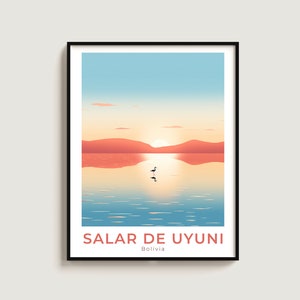 Salar De Uyuni Travel Poster Wall Art Gift Bolivia Travel Print Gift Home Decor Lovers Wall Hanging