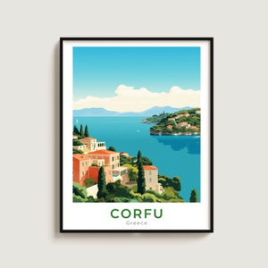 Corfu Travel Poster Wall Art Gift Greece Travel Print Gift Home Decor Lovers Wall Hanging
