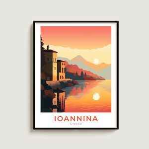 Ioannina Travel Poster Wall Art Gift Greece Travel Print Gift Home Decor Lovers Wall Hanging