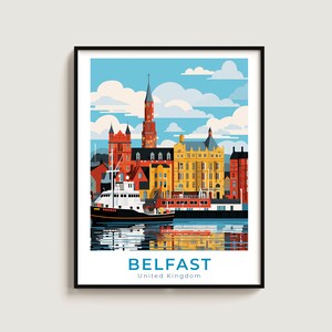 Belfast Travel Poster Wall Art Gift United Kingdom Travel Print Gift Home Decor Lovers Wall Hanging