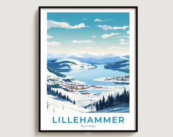 Lillehammer Travel Print Wall Art Gift Norway Travel Poster Gift Home Decor Lovers Wall Hanging