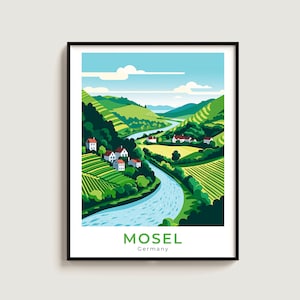 Mosel Travel Poster Wall Art Gift Germany Travel Print Gift Home Decor Lovers Wall Hanging