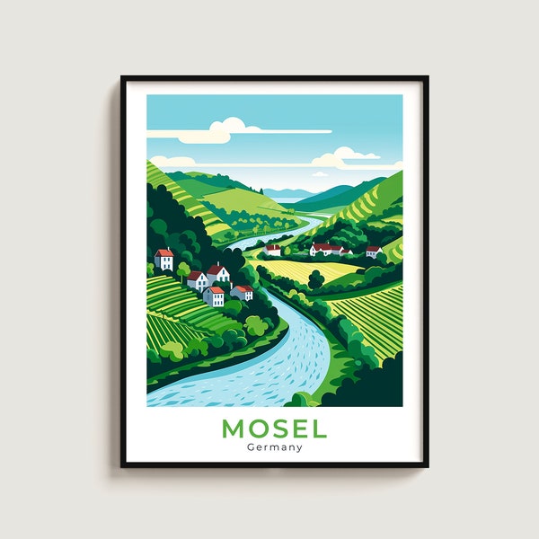 Mosel Travel Poster Wall Art Gift Germany Travel Print Gift Home Decor Lovers Wall Hanging