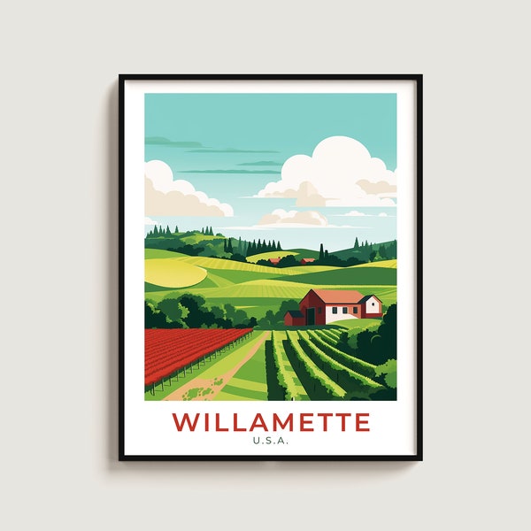 Willamette Travel Poster Wall Art Gift U.S.A. Travel Print Gift Home Decor Lovers Wall Hanging