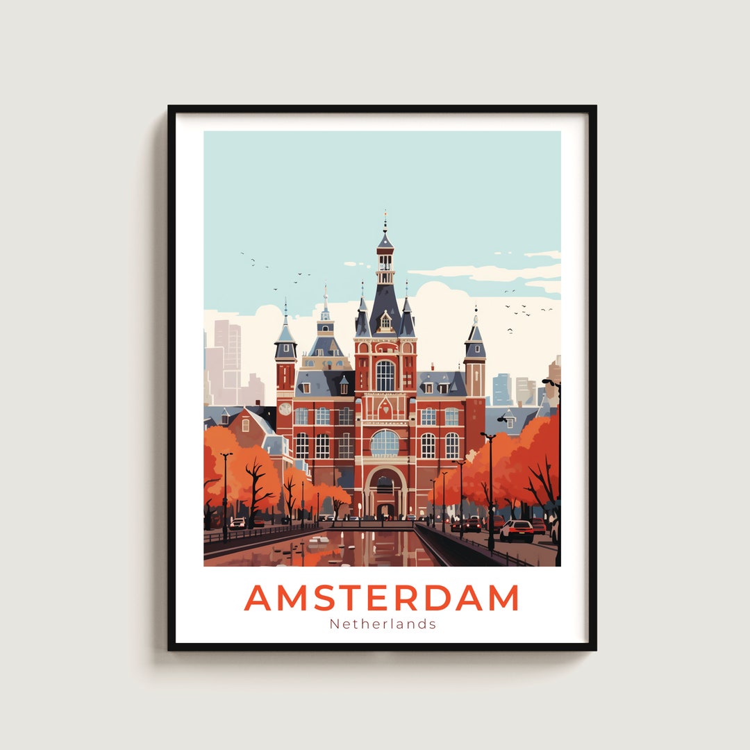 Amsterdam Travel Poster Wall Art Gift Netherlands Travel Print Gift ...