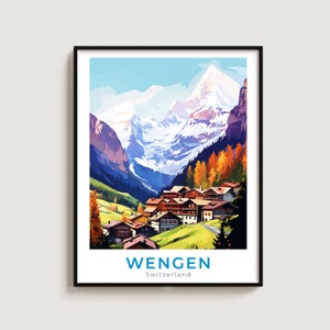 Wengen Travel Print Wall Art Gift Switzerland Travel Poster Gift Home Decor Lovers Wall Hanging