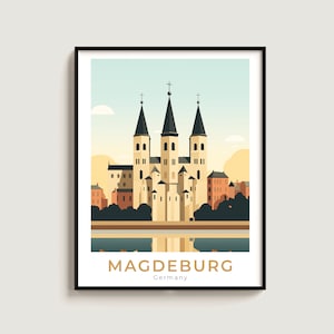 Magdeburg Travel Poster Wall Art Gift Germany Travel Print Gift Home Decor Lovers Wall Hanging