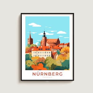 Nuremberg Travel Poster Wall Art Gift Germany Travel Print Gift Home Decor Lovers Wall Hanging