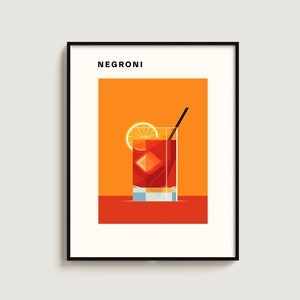 Negroni ポスター カクテル ギフト カクテル愛好家 レトロ プリント ギフト ミニマリスト 壁掛け