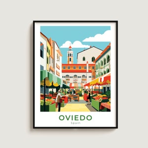 Oviedo Travel Poster Wall Art Gift Spain Travel Print Gift Home Decor Lovers Wall Hanging