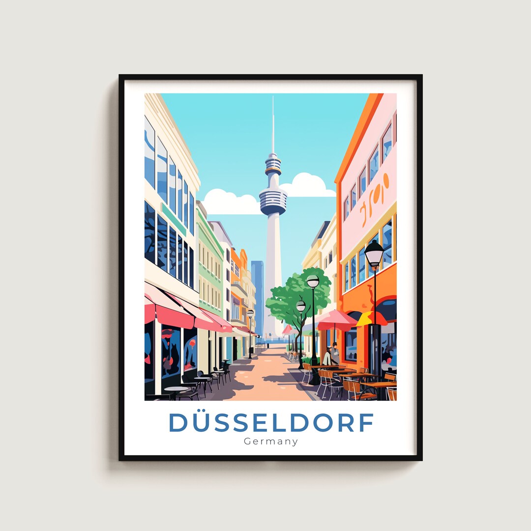 Dusseldorf Print Germany Travel Poster Home Decor Wall Etsy UK
