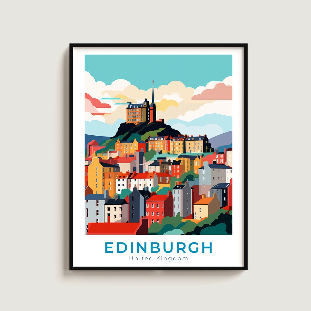 Edinburgh Travel Poster Wall Art Gift United Kingdom Travel Print Gift ...