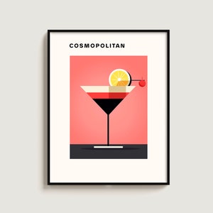 Cartel cosmopolita Cóctel Regalo Amantes del cóctel Impresión retro Regalo Minimalista Pared colgante