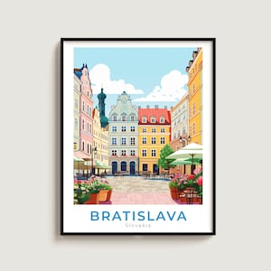 Bratislava Travel Poster Wall Art Gift Slovakia Travel Print Gift Home Decor Lovers Wall Hanging