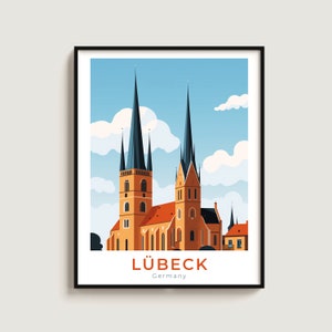 Lübeck Travel Poster Wall Art Gift Germany Travel Print Gift Home Decor Lovers Wall Hanging