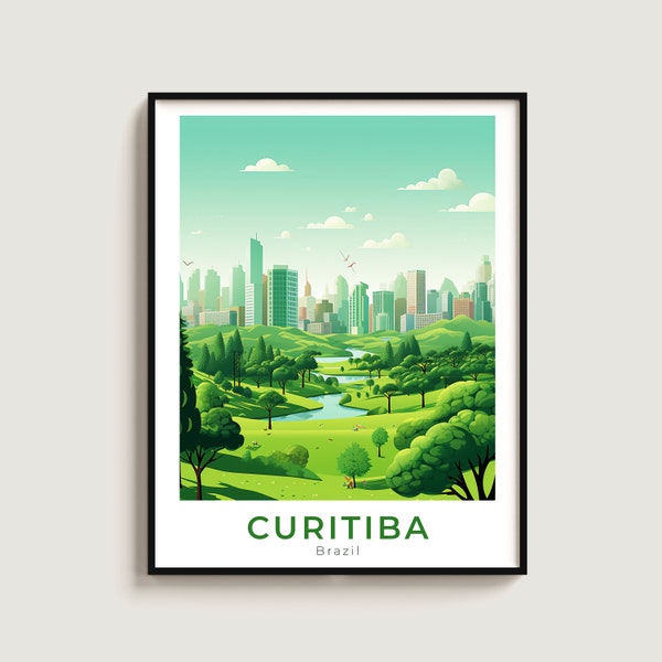 Curitiba Travel Poster Wall Art Gift Brazil Travel Print Gift Home Decor Lovers Wall Hanging