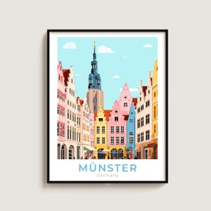 Münster Travel Poster Wall Art Gift Germany Travel Print Gift Home Decor Lovers Wall Hanging