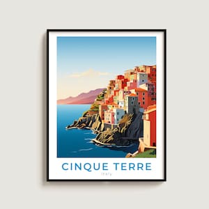 Cinque Terre Travel Poster Wall Art Gift Italy Travel Print Gift Home Decor Lovers Wall Hanging