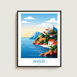Vigo Affiche de voyage Mur Art Cadeau Espagne Voyage Impression Cadeau Décoration d’intérieur Amoureux Tenture murale
