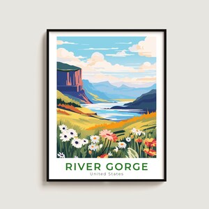 River Gorge Travel Print Wall Art Gift United States Travel Poster Gift Home Decor Lovers Wall Hanging