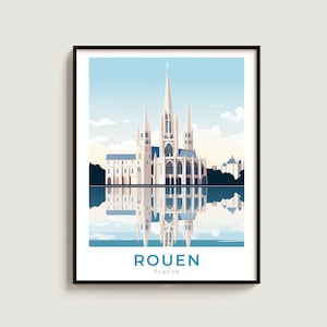 Rouen Travel Poster Wall Art Gift France Travel Print Gift Home Decor Lovers Wall Hanging