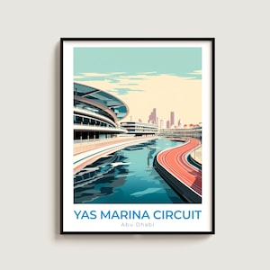 Yas Marina Circuit Travel Print Wall Art Gift Abu Dhabi Travel Poster Gift Home Decor Lovers Wall Hanging
