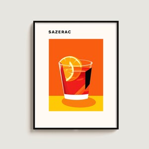 Sazerac ポスター カクテル ギフト カクテル愛好家 レトロ プリント ギフト ミニマリスト 壁掛け