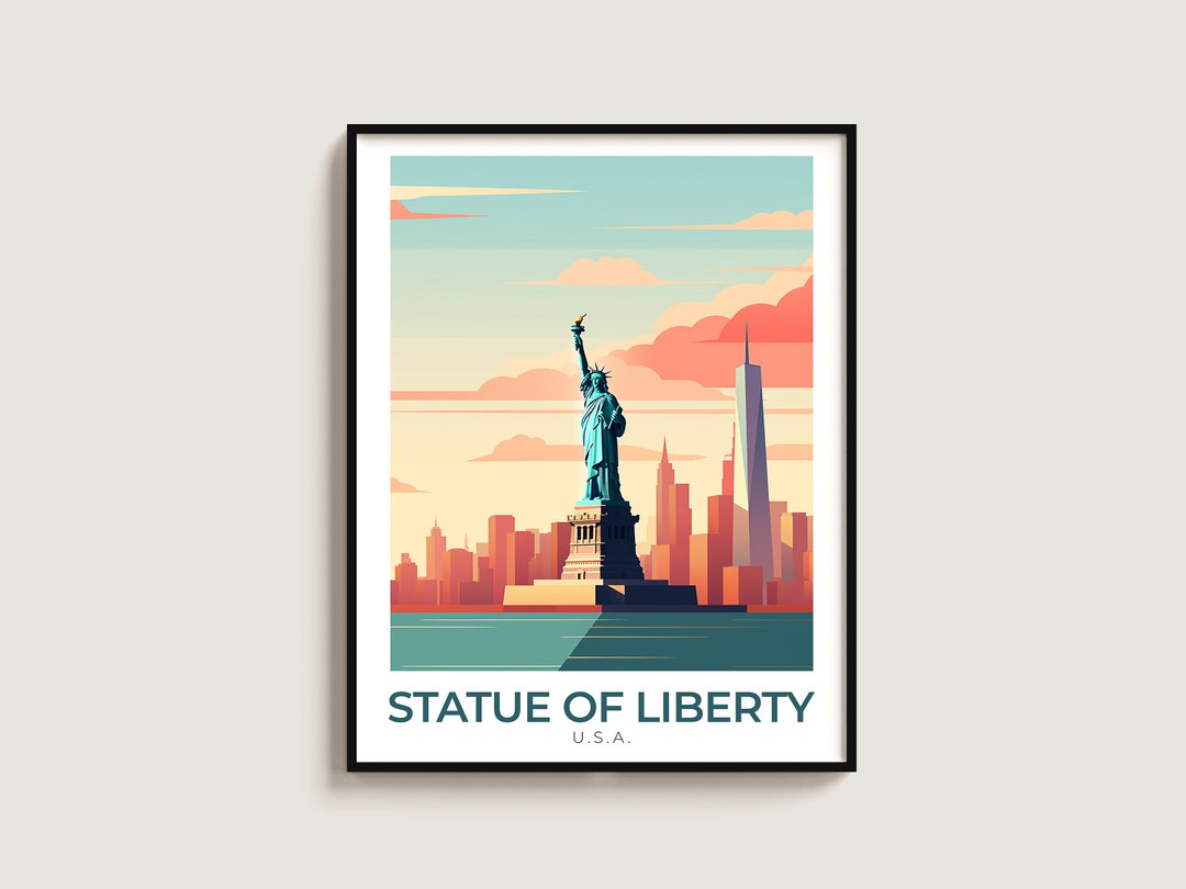 Statue of Liberty Travel Poster Wall Art Gift U.S.A. Travel Print Gift ...