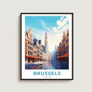 Brussels Travel Poster Wall Art Gift Spain Travel Print Gift Home Decor Lovers Wall Hanging